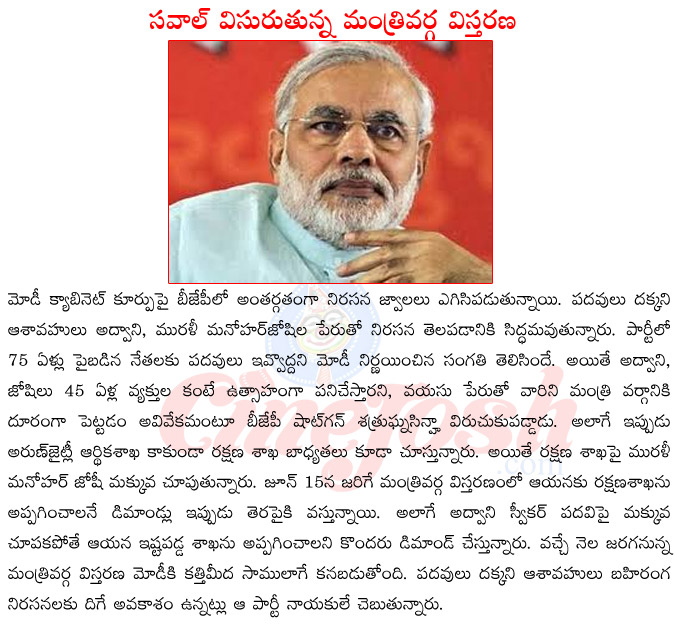 pm narendra modi,narendra modi cabinet,central cabinet extention,loksabha speaker lk advani,morali manohar joshi future,cabinet extention on june 15  pm narendra modi, narendra modi cabinet, central cabinet extention, loksabha speaker lk advani, morali manohar joshi future, cabinet extention on june 15